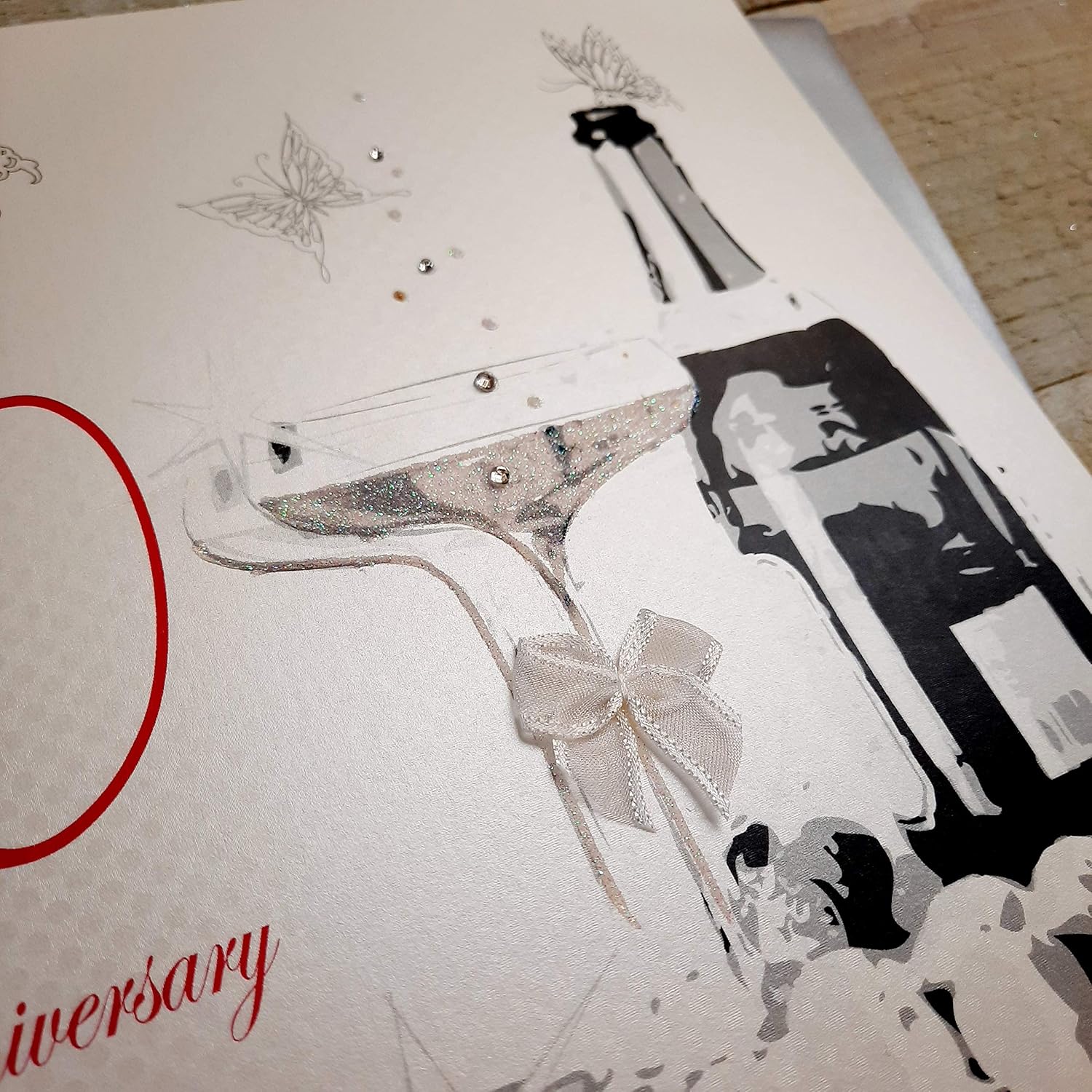 white cotton cards Large On Our Ruby Wedding Anniversary,Handmade 40th Anniversary Card, White, 22cm x 22cm - Image 4