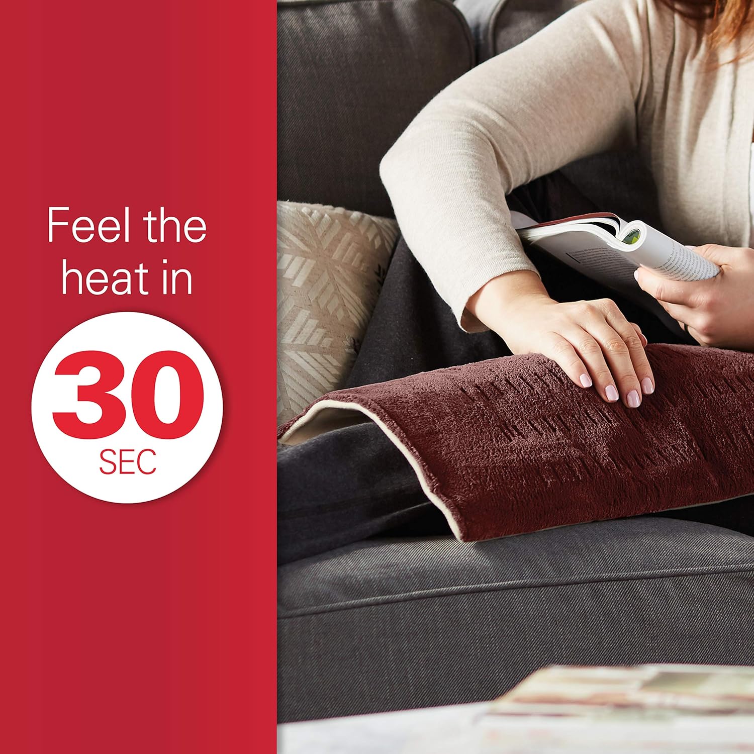 Sunbeam 002013-511-000 Xpressheat Heating Pad, Burgundy, 12 x 24-inches: Health & Personal Care