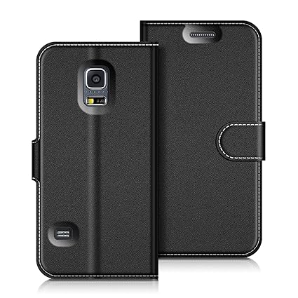 COODIO Samsung Galaxy S5 Mini Hülle Leder Lederhülle Ledertasche Wallet Handyhülle Tasche Schutzhülle mit Magnetverschluss/Ka