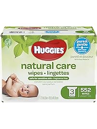HUGGIES Natural Care Unscented Baby Wipes, Sensitive, 3 Refill Packs, 552 Count Total