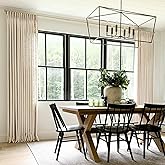 TWOPAGES Pinch Pleated Curtain 90 Inches Long Sand Beige Faux Linen Textured Curtain for Living Room, Lined Light Filtering D