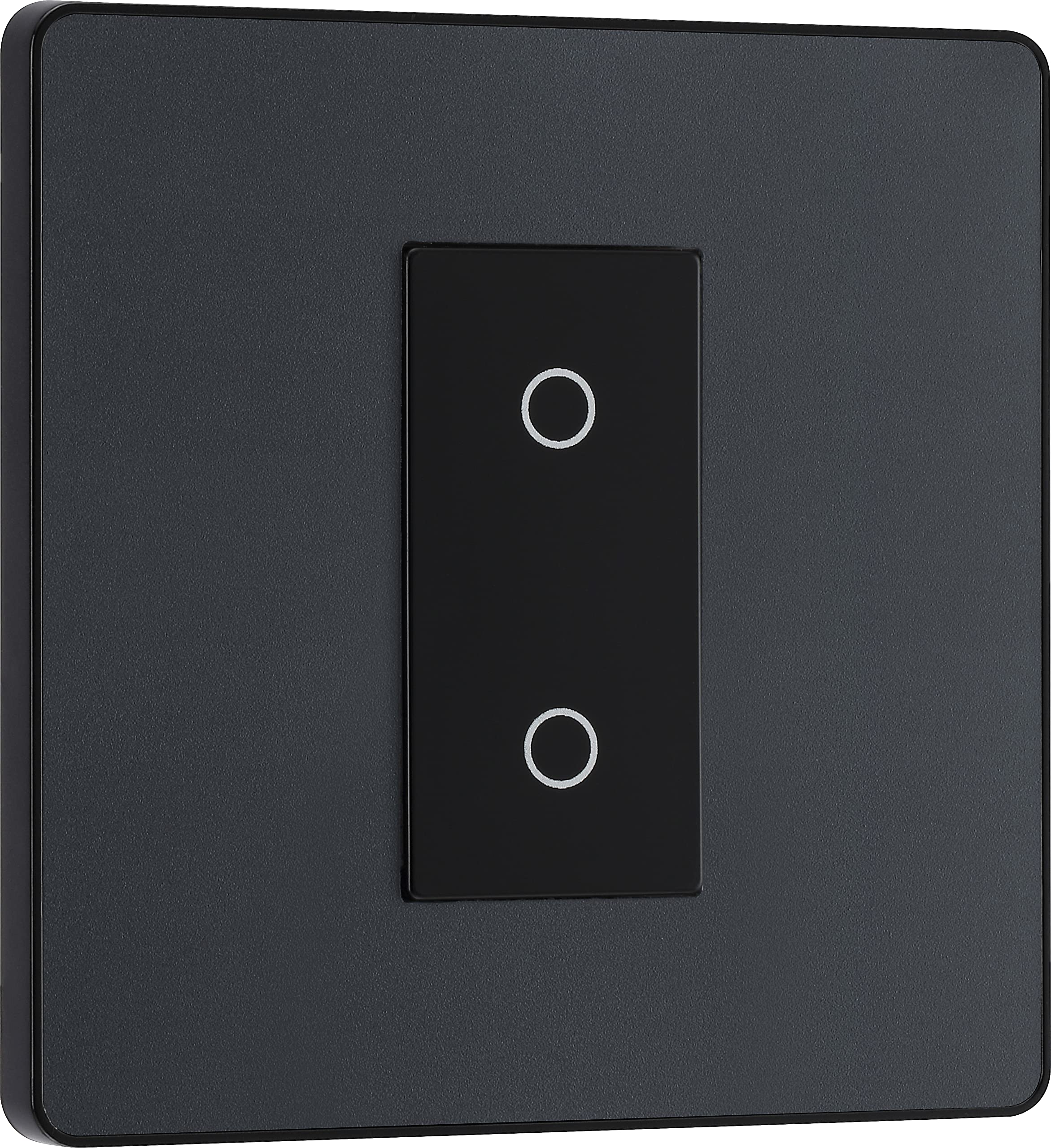 BG Electrical Single Master/Primary Touch Dimmer Wall Light Switch, 2-Way, Trailing Edge, Screwless Front Plate, Evolve, Matt Grey, 200W, PCDMGTDM1B — image 1