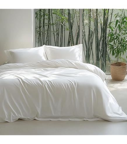Copripiumino Southshore Bambù - Queen Size, 300 Fili, Set Con 2 Federe, Bianco