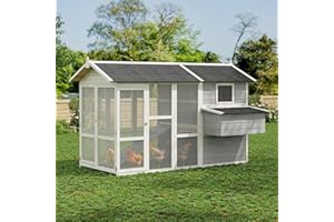 80“ Large Chicken Coop, Wooden Chicken Tractor Hen House with 2 Doors, Nesting Box and Removable, Natural Wood