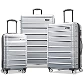 Samsonite Omni 2 Hardside 3 Piece Set - Includes Global Carry-On, Medium, &amp; Large Checked Suitcases - 360&deg; Dual Spinner Wheels - Integrated TSA Lock &amp; Expansion - Amazon Exclusive - Artic Silver