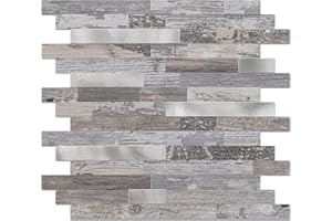 V-MOZZA Peel and Stick Backsplash, 10-Sheet Peel and Stick Tiles PVC Wall Tile Stick on Backsplash for Kitchen Fireplace