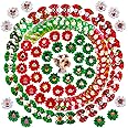 Mruq pet 100pcs Christmas Small Dog Hair Bows with Rubber Bands, Green and Red Christmas Puppy Dog Hair Bows, Handmade Dog Gr