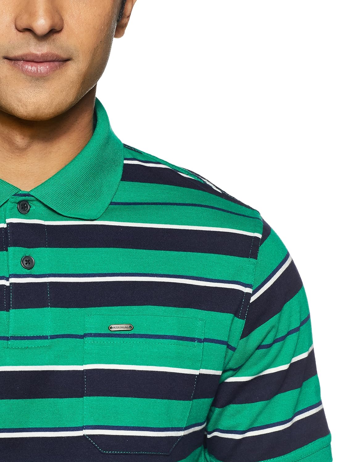 peter england men's striped regular fit synthetic polo