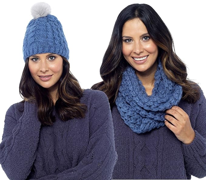 ladies bobble hat and scarf