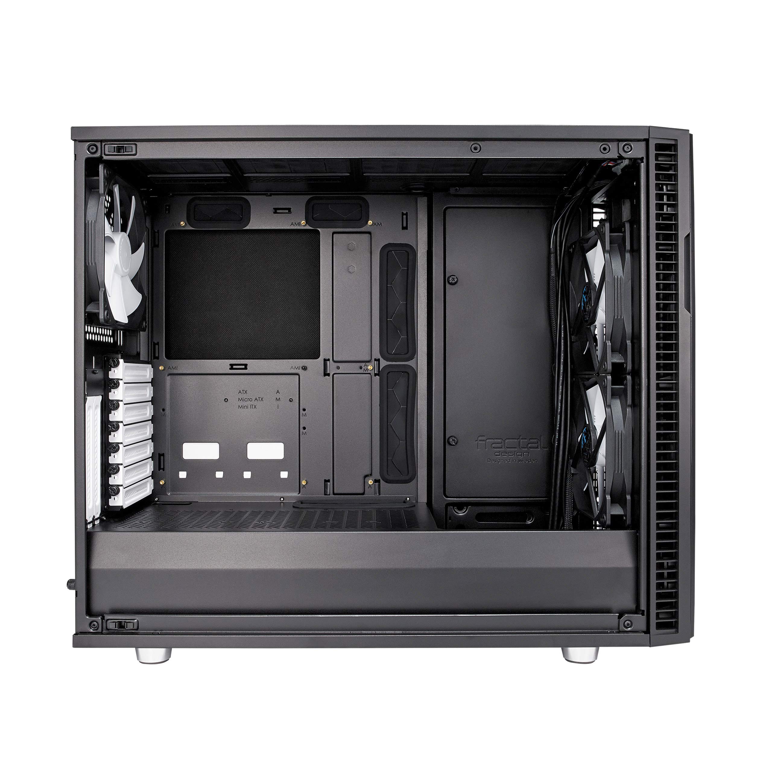 Fractal Design Define R6 - ミッドタワーコンピュータケース - ATX - ModuVentテクノロジーによる高通気と静音コンピューティングに最適化 - PSUシュラウド - モジュラーインテリア - 水冷対応 - ブラック。
