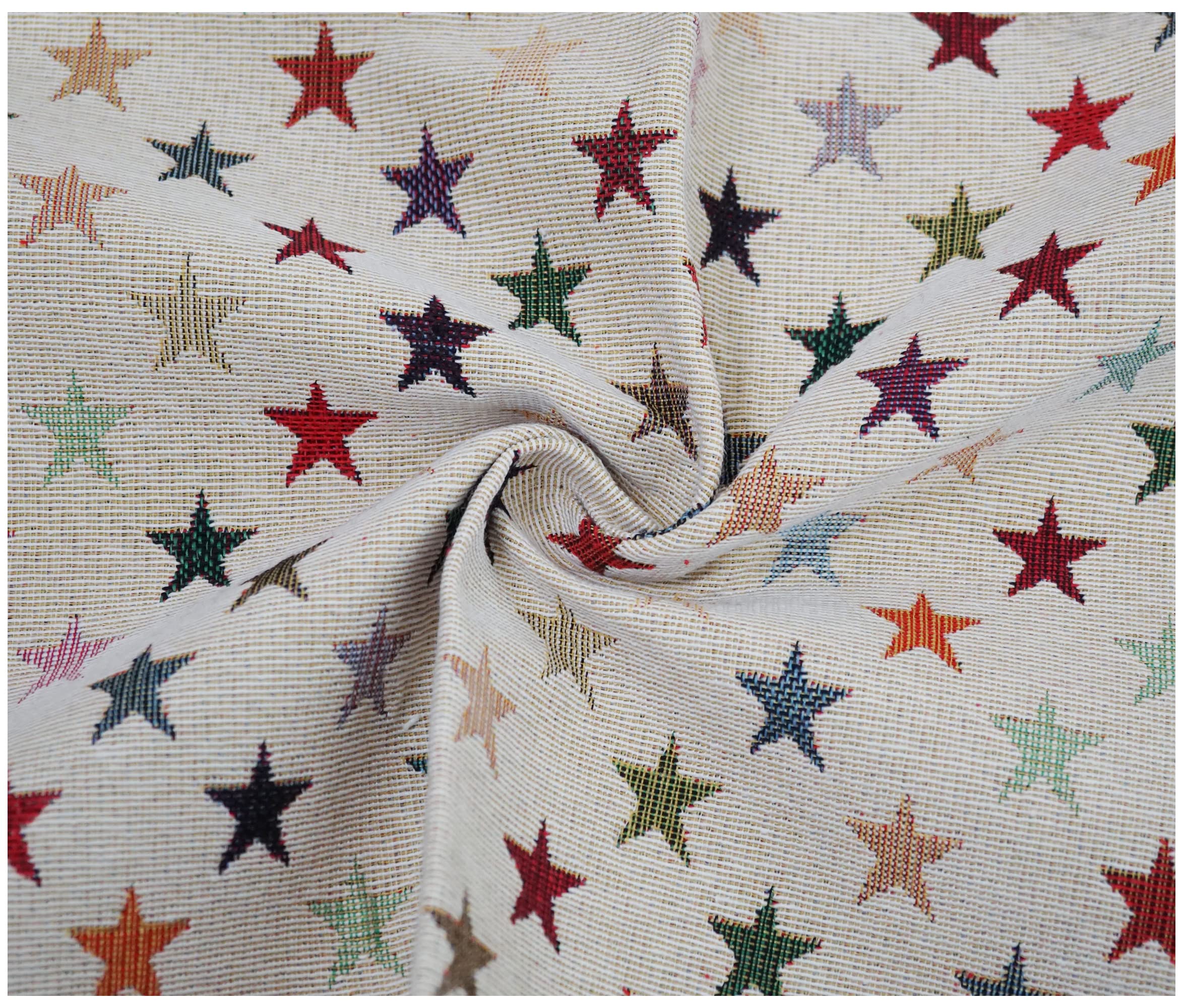 Luxury Tapestry Woven Curtain Upholstery Fabric Sofa Cushion Durable Material (200 x 140cm, Lucero Stars)