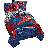 Jay Franco Marvel Spiderman Burst 5 Piece Full Bed Set - Includes Reversible Comforter & Sheet Set - Bedding - Super Soft Fade Resistant Microfiber (Official Marvel Product)