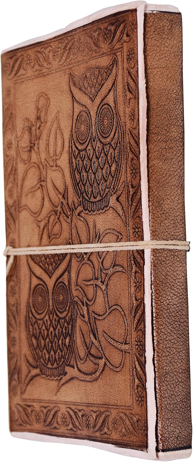 Purpledip Leather Diary/Journal/Notebook 'Guardian Owls' With Naturally Treated Paper; Corporate Gift Or Personal Memoir (10763) - Image 3