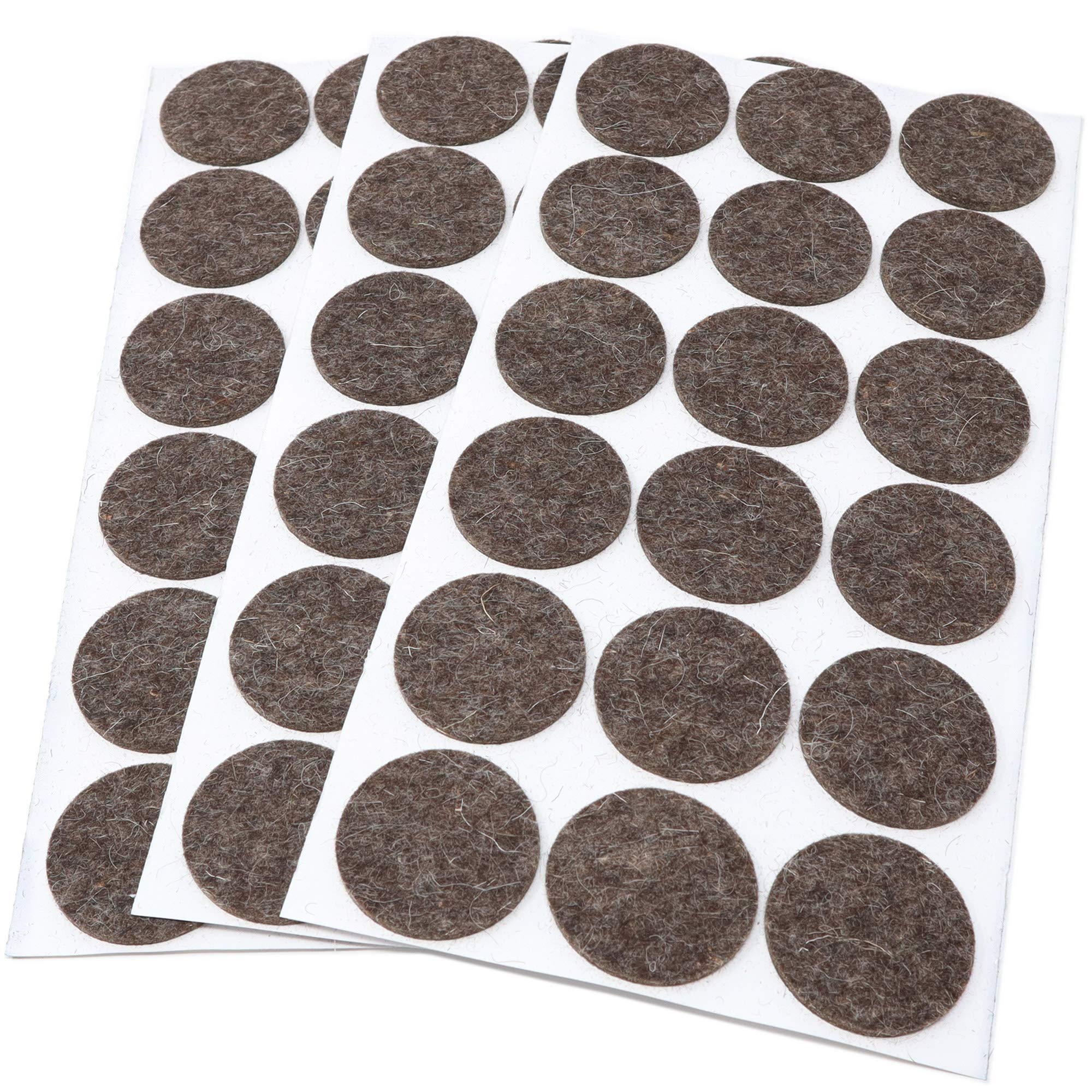 Adsamm® / 54 x self-adhesive wool felt pads / brown / Ø 36 mm / round / 3 mm thick extra soft natural stick-on felt furniture glides / furniture protective pads