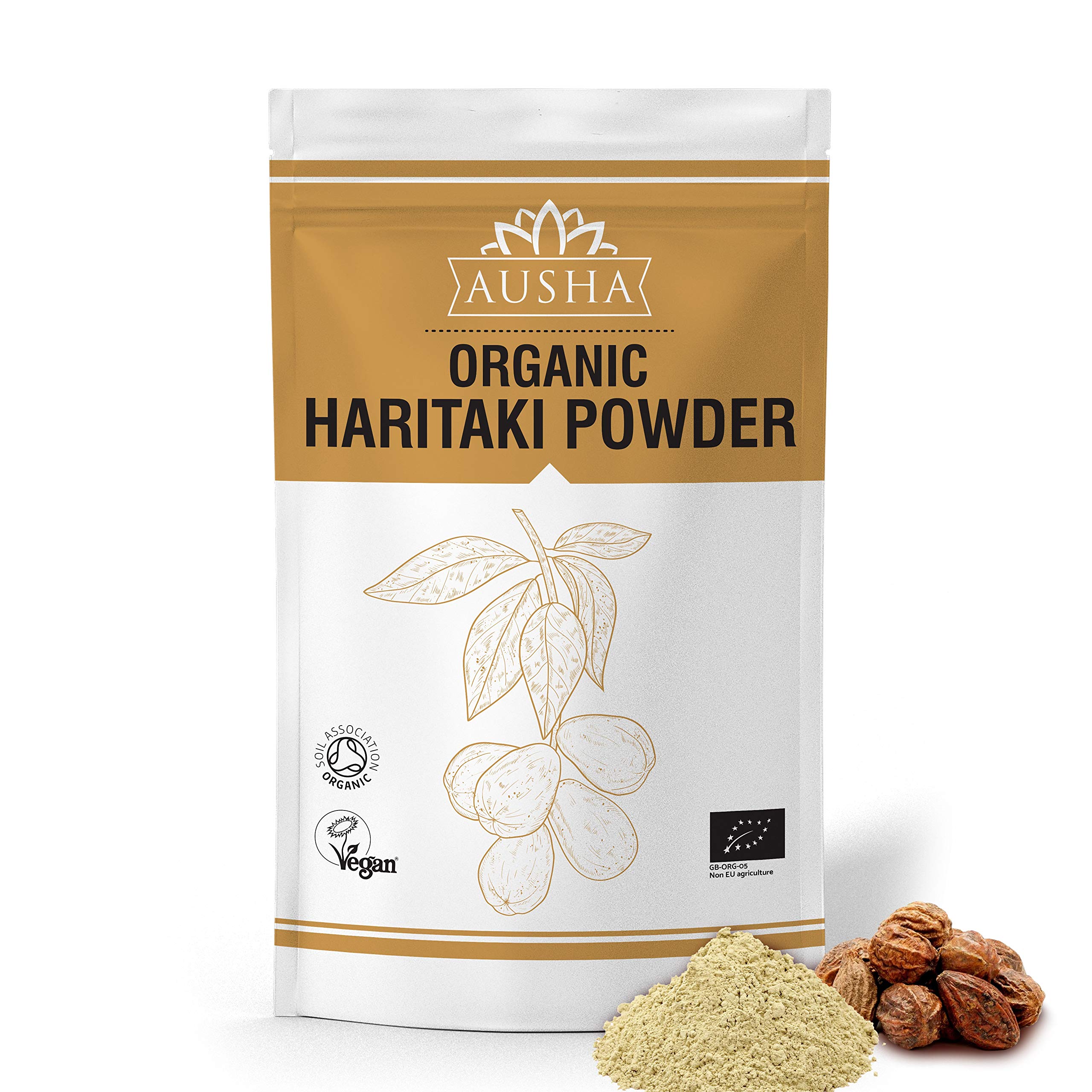 Organic Haritaki Powder 200g - Gut Health, Constipation Relief, Immunity, Digestion - Certified Organic by Soil Association - Used in Triphala