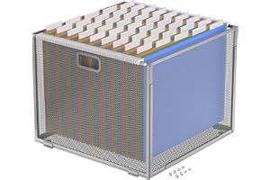 Oterri Hanging File Organizer, Metal File Organizer, Portable Desktop File Organizer for Letter Size Folder, Mesh Hanging File Crate for Office,Folders Not Included(Light Grey-Large,1 Pack)