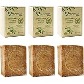 Aleppo Soap, 3-Pack | 100% Olive Oil Organic Handmade Natural Castile Soap for Women & Men | Big Bar, 3 x 7 oz (21 oz Total)