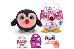 Pets Alive Chirpy Birds (Toucan) by ZURU, Electronic Pet That Speaks, Giant Surprise Egg, Stickers, Comb, Fluffy Clay, Bird Animal Plush for Girls