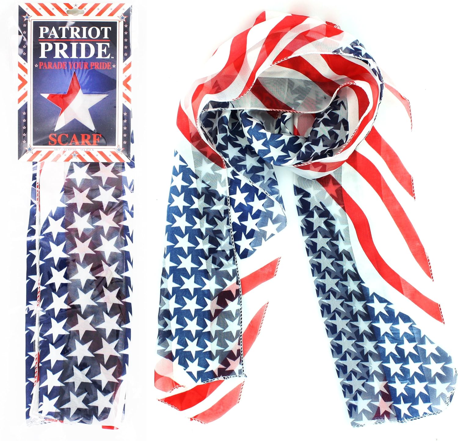 Patriot Pride Red White and Blue USA Stars and Stripes Scarf: Home & Kitchen