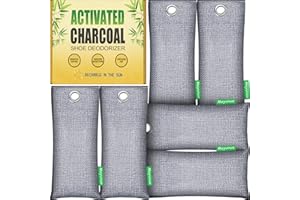 Mayunuo Natural Shoe Deodorizer, Activated Charcoal Odor Absorber, Bamboo Charcoal Air Purifying Bags, Shoe Odor Elimination, Smell Remover for Sneaker, Boots, 6 Pack