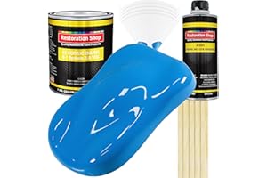 Restoration Shop - Grabber Blue Acrylic Enamel Auto Paint - Complete Gallon Paint Kit - Professional Single Stage High Gloss Automotive, Car, Truck, Equipment Coating, 8:1 Mix Ratio, 2.8 VOC
