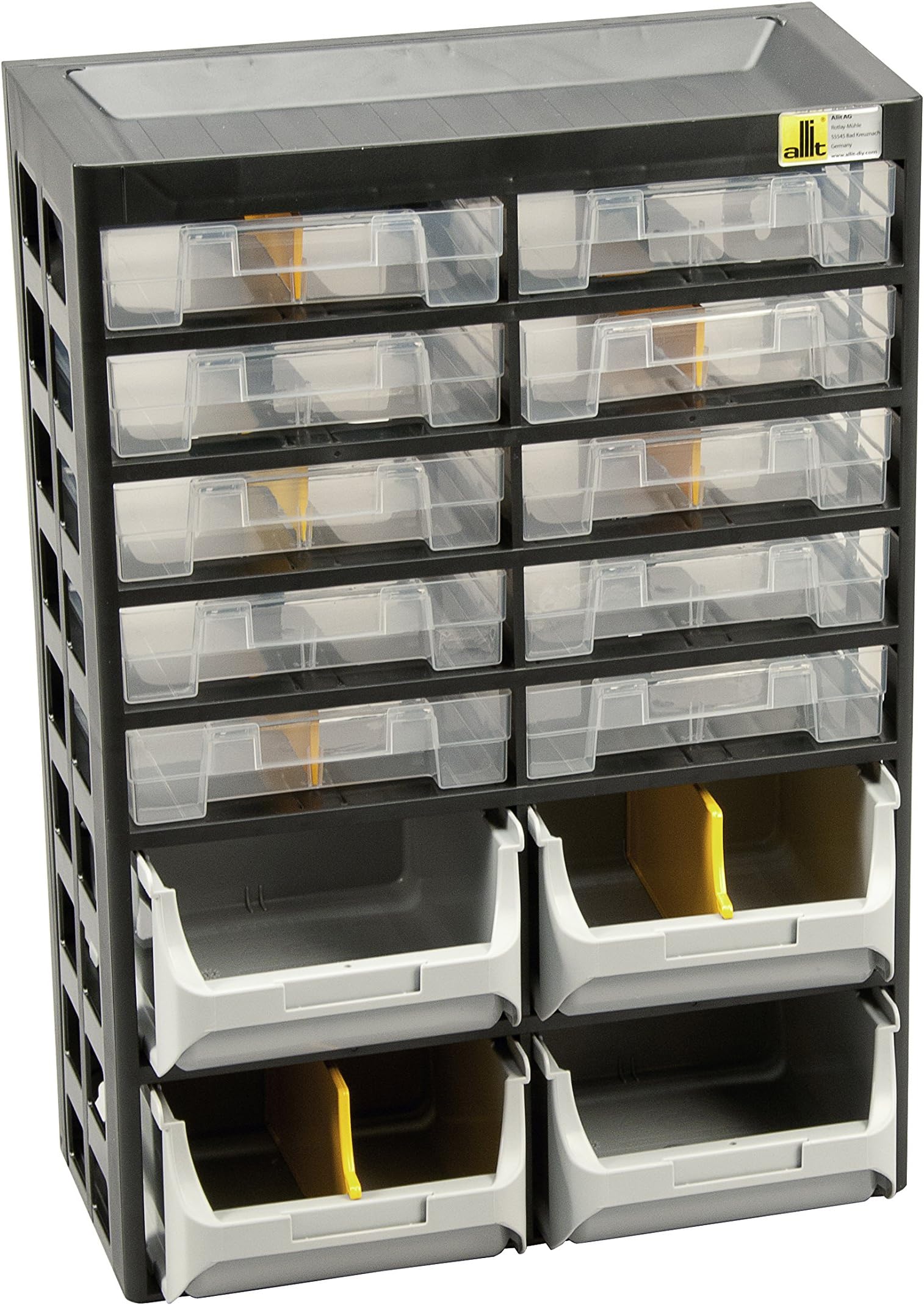 Allit458140 Small Parts Storage, 1 Piece, Black/Yellow