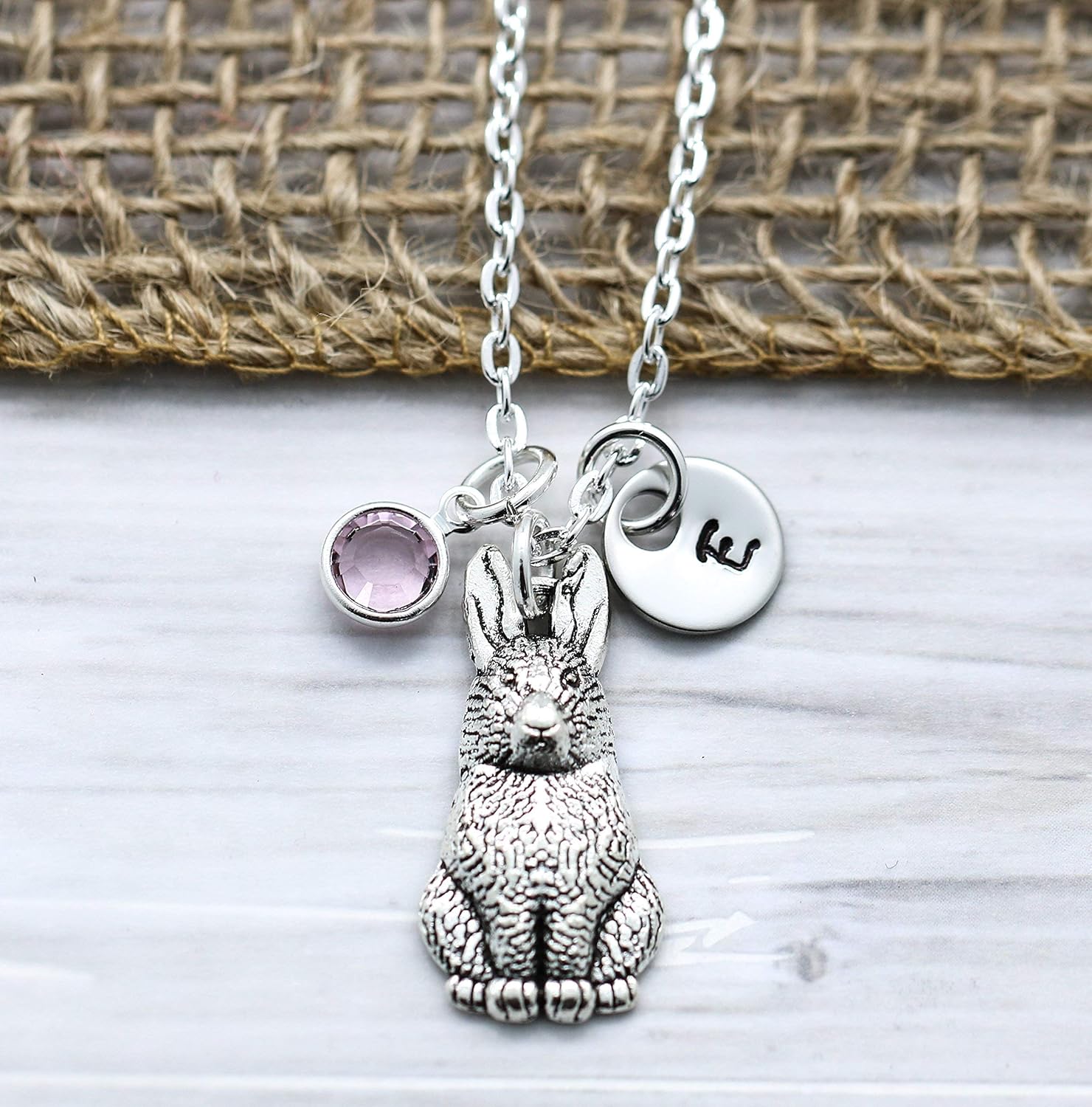 Bunny Rabbit Necklace Easter Jewelry for Girls Personalized Initial and
