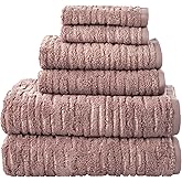SKL Home CloudSoft 100% Cotton Luxury 6-Piece Towel Set, 600 GSM, Ultra Plush & Absorbent - 2 Bath Towels, 2 Hand Towels, 2 Washcloths, Clay