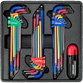 MAXPOWER Allen Wrenches Sets, 27-Piece Allen Key Wrench Set Includes SAE (1/6-3/8"), Metric (1.5-10mm), Torx (T10-T50), Extra Long Arm Ball &amp; Torx End Hex Key Set with T-Handle