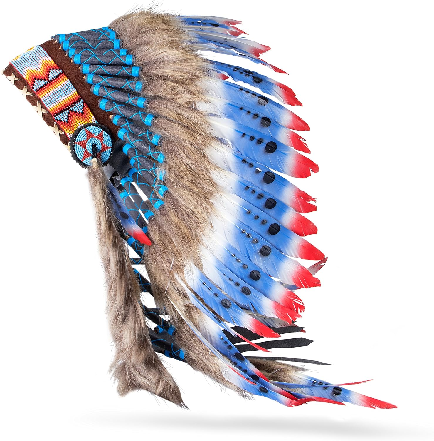 Coiffe de chef indien à plumes multicolores - Déguisement Mania Coiffe de chef indien à plumes multicolores - Déguisement Mania