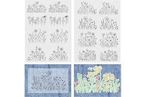HUAHUI 16 Pcs Water Soluble Embroidery Patterns Stabilizers, Stick and Stitch Embroidery Transfers Paper Tear Away Embroidery Stabilizer with Wildflower Patterns for Embroidery Hand Sewing Lover (Wildflower)