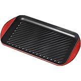 Le Creuset Enameled Cast Iron Extra Large Double Burner Grill, 15-3/4" x 9" x 1" , Cerise