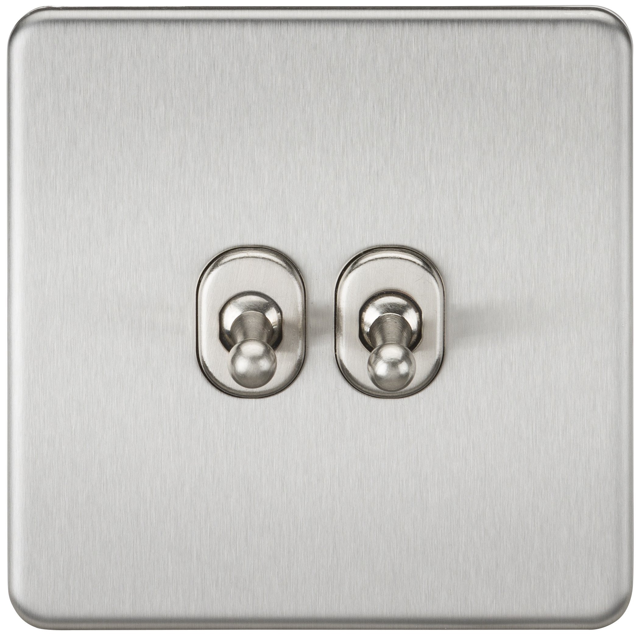 Knightsbridge SF2TOG Screwless 10A 2G 2-Way Toggle Switch - Brushed Chrome, 5.0 mm*87.5 mm*87.5 mm