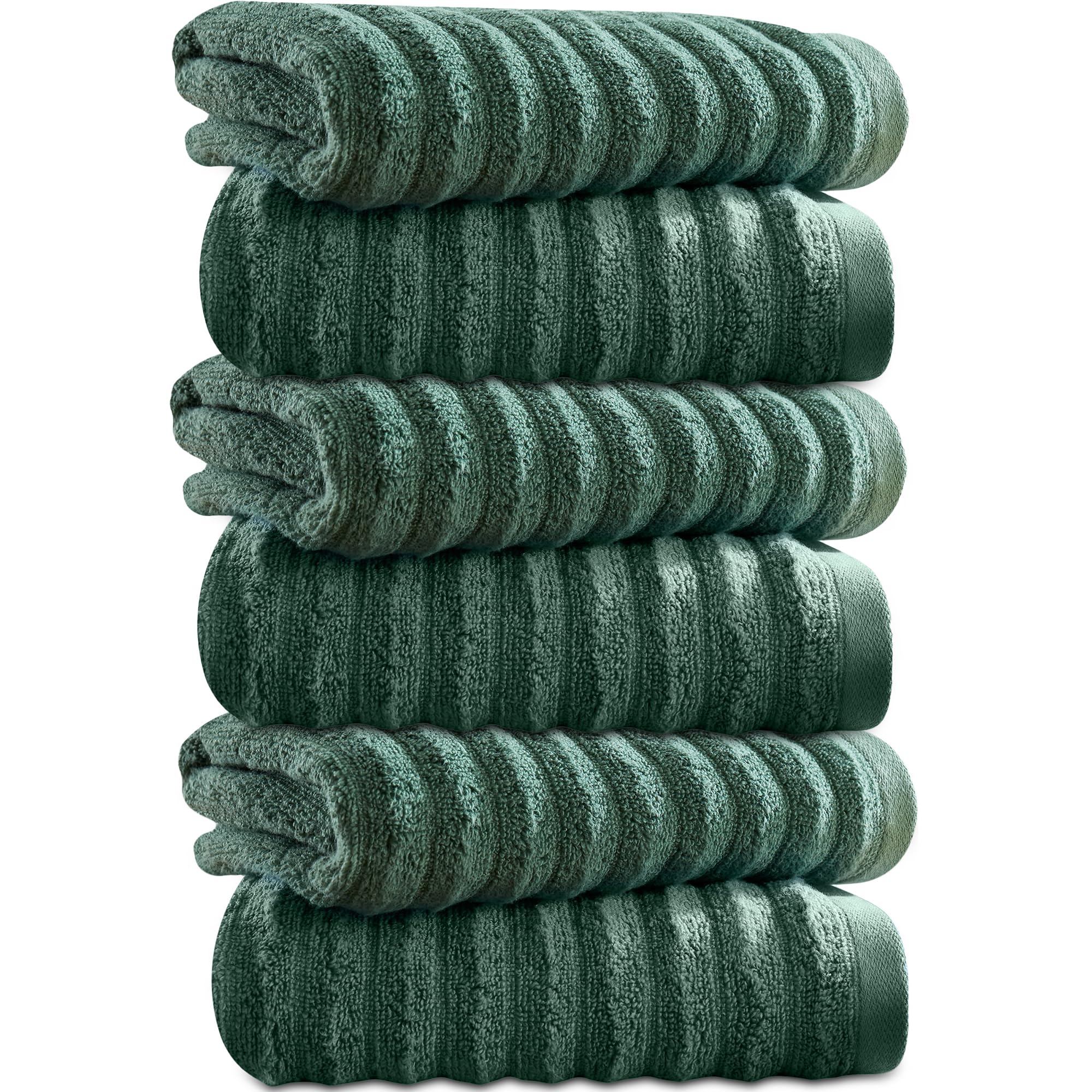 Towelogy Bamboo Face Cloth Makeup Remover Facial Cleansing Cloths Super Soft Fingertip Towels for Delicate Sensitive Skin | 30x30 cm - Pack of 6 (Green, 6)