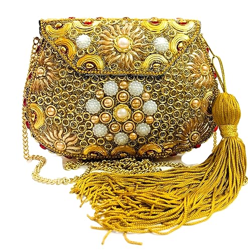 wedding clutch golden chain clutch metal bag ethnic purse indian vintage wallet bridal bag party clutch