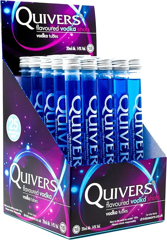 Quivers Blue Raspberry Vodka Shots, 14 ABV, 25 x 20ml Amazon.co.uk