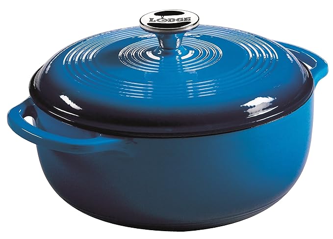 Lodge 4,35 Liter/4,6 Quart Gusseisen/Porzellan Emaille Dutch Oven/Auflaufform, blau
