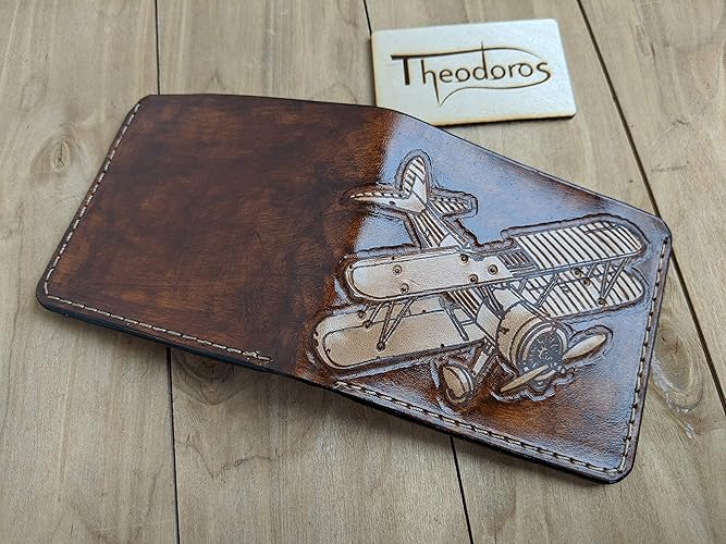 Men's 3D Genuine Leather Wallet, HandCarved, HandPainted