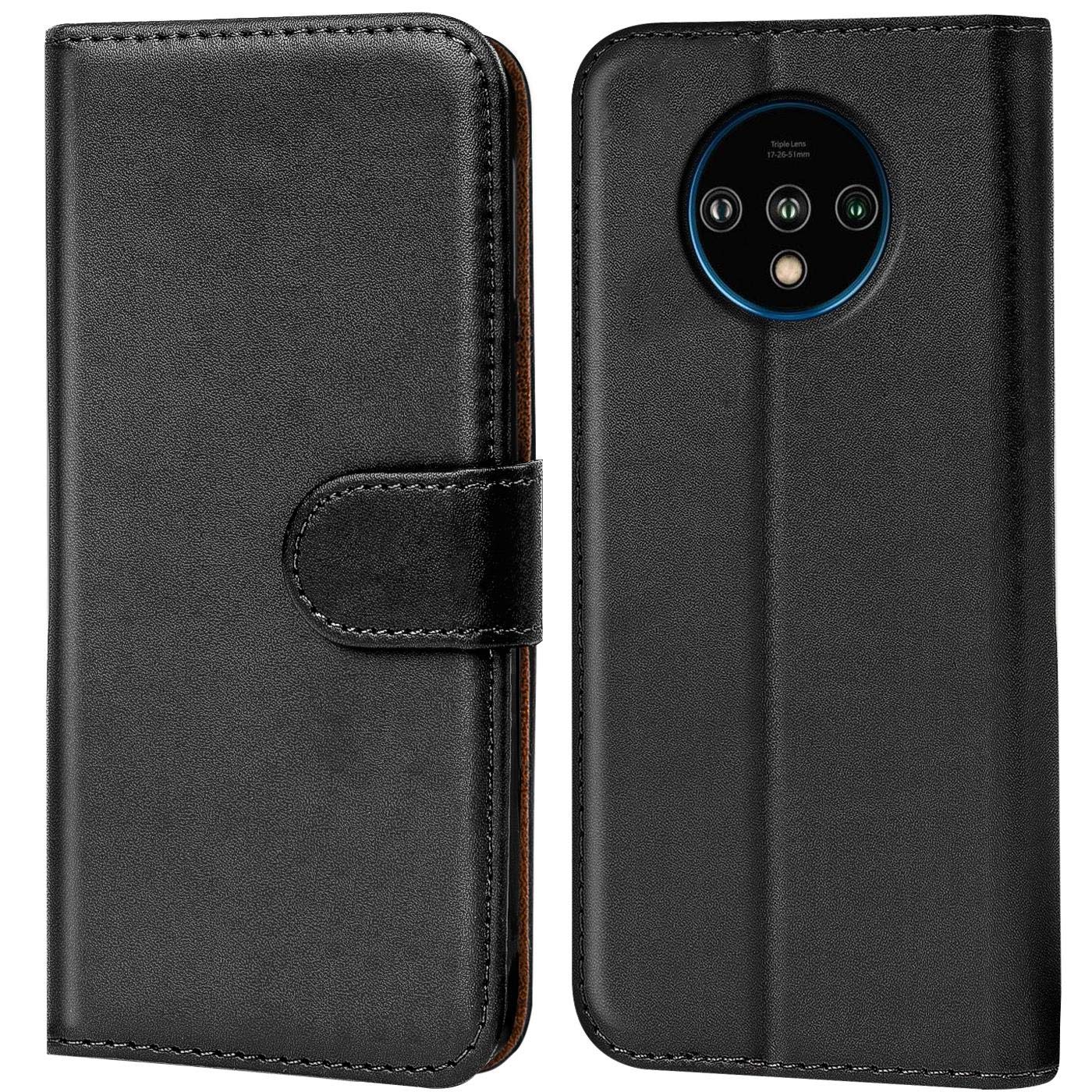 Verco Wallet Case for OnePlus 7T Book Cover with Magnetic Closure compatible with OnePlus 7 T Flip Case with Card Slots Faux Leather - Black
