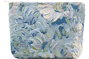 PAZIMIIK Makeup Bags for Purse Zipper Cosmetic Pouch Large Travel Canvas Make Up Organizer Tool Pouch for Women and Girls,Flower Blue