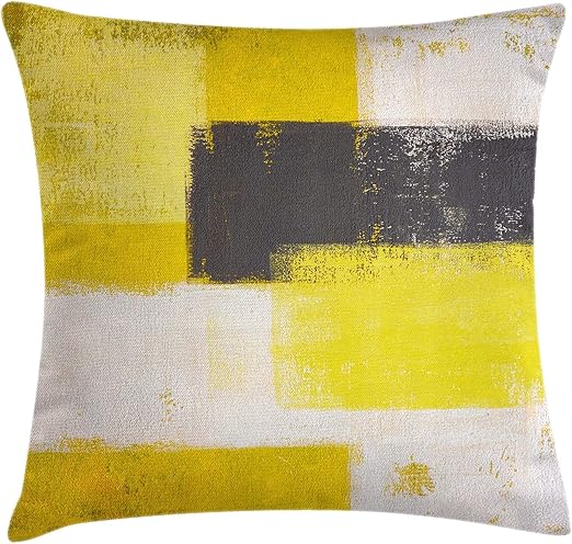 Amazon Com Ambesonne Grey And Yellow Throw Pillow Cushion Cover