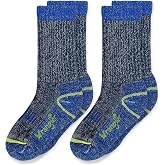 Wrangler Boys' Merino Wool Half Cushion Seamless Rib Crew Socks 2 Pair Pack