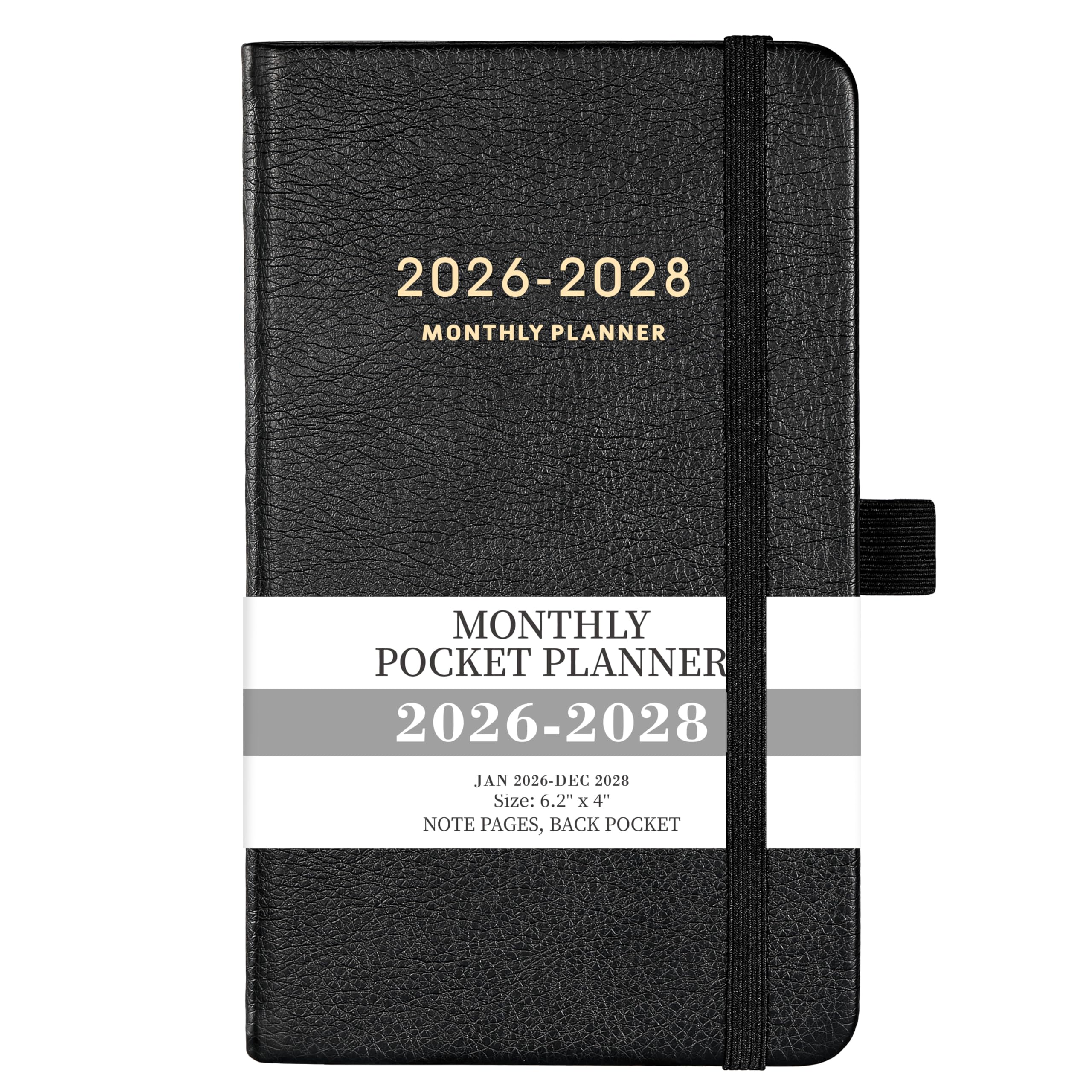 Photo 1 of 2026-2028 Pocket Planner - 3 Year Monthly Planner 2026-2028, Jan.2026 - Dec.2028, 6.2" x 4", 60 Note Pages, Contacts, Back Pocket - Black