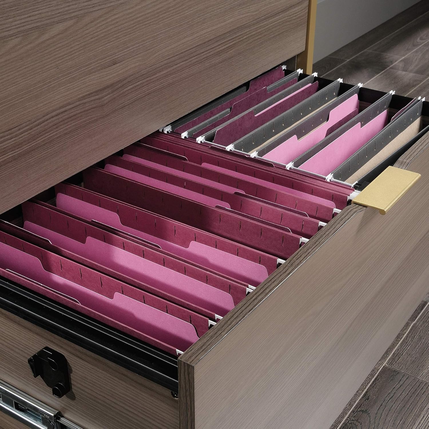 Sauder International Lux Lateral File, L: 30.32" x W: 16.54" x H: 29.72", Diamond Ash: Furniture & Decor
