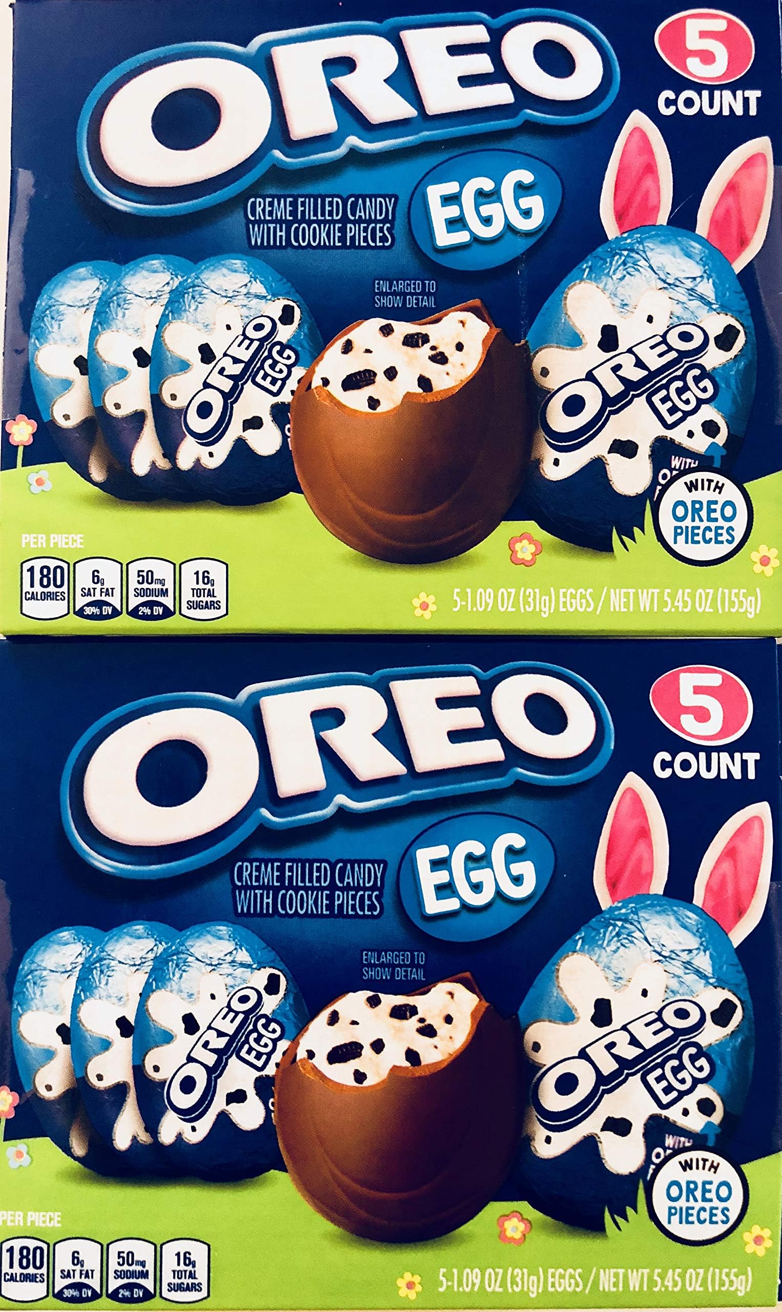 OREO Easter Eggs 5 Count Creme Filled Candy With Cookie Pieces (2 Pack - 10 Eggs)