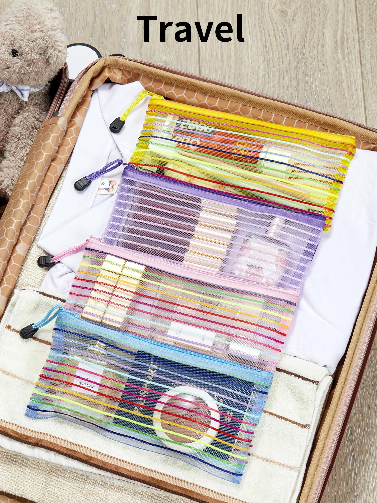 JARLINK 20 Pack 10 Colors Zipper Mesh Pouch, Zipper Bag Multipurpose Travel Bags for Office Supplies Cosmetics Travel Accessories Multicolor