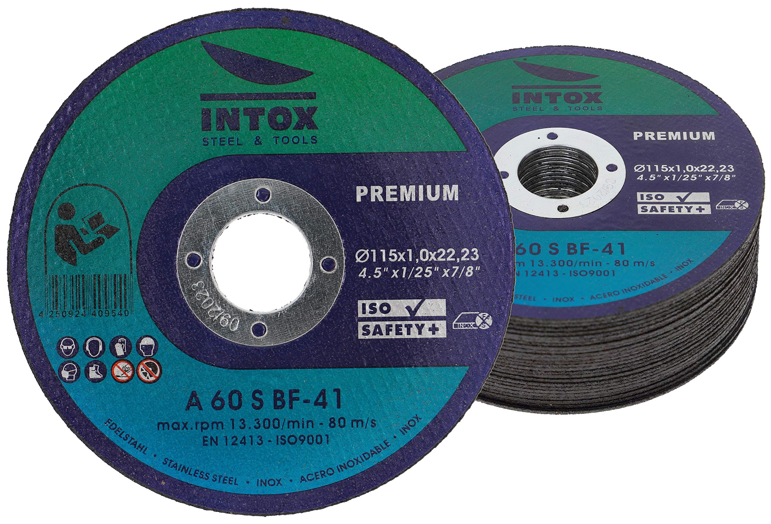 Intox Cutting Discs 115 mm 4.5 inch x 1.0 mm Pack of 25 Stainless Steel Flex Disc for Metal Steel and Stainless Steel