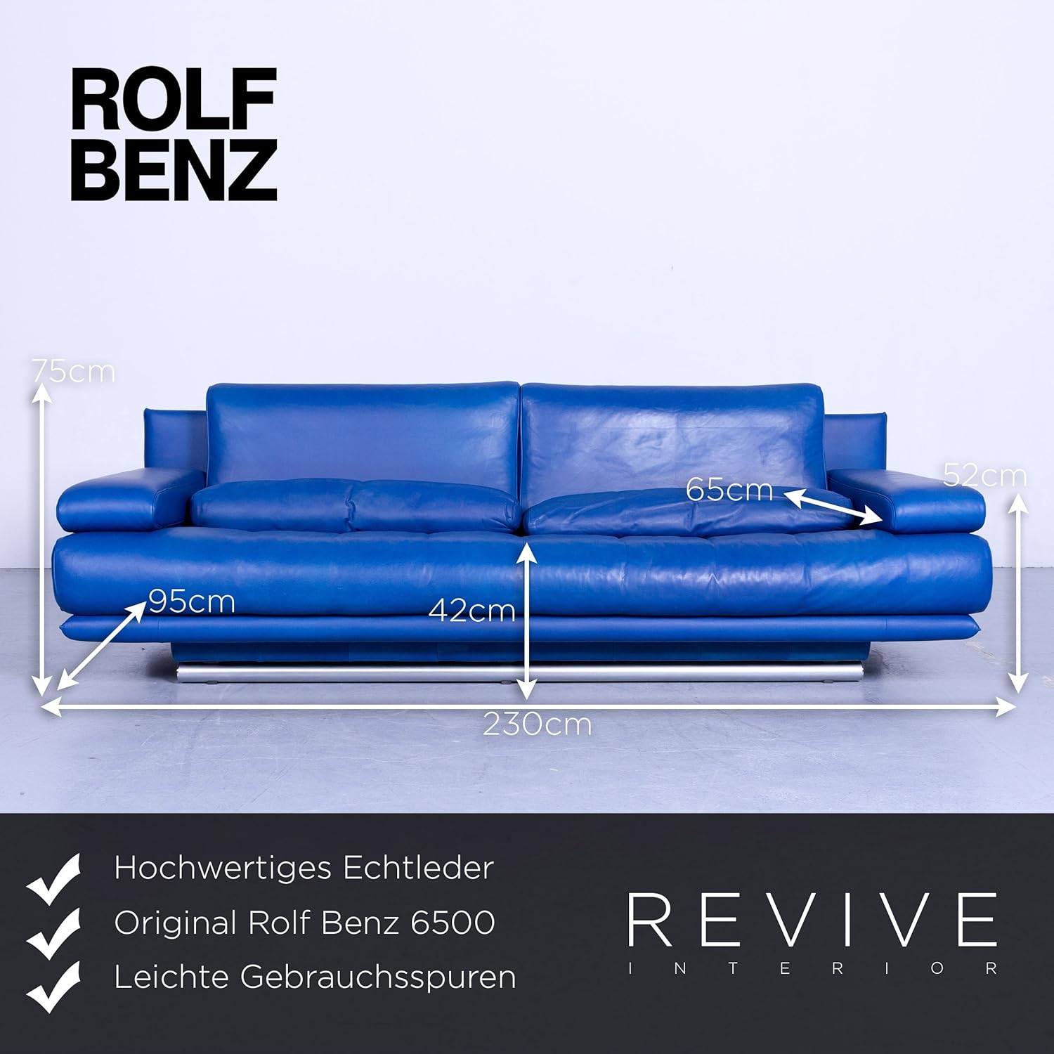 Amazon De Rolf Benz 6500 Leder Sofa Blau Dreisitzer Couch Echtleder Sichtbare Gebrauchsspuren