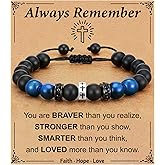 Esrial Easter Basket Stuffers- To Mens Gifts Cross Bracelet for Boys Son Grandson Brother Nephew, Cross Beads Bracelet Christian Easter Birthday Gifts for Teen Boys