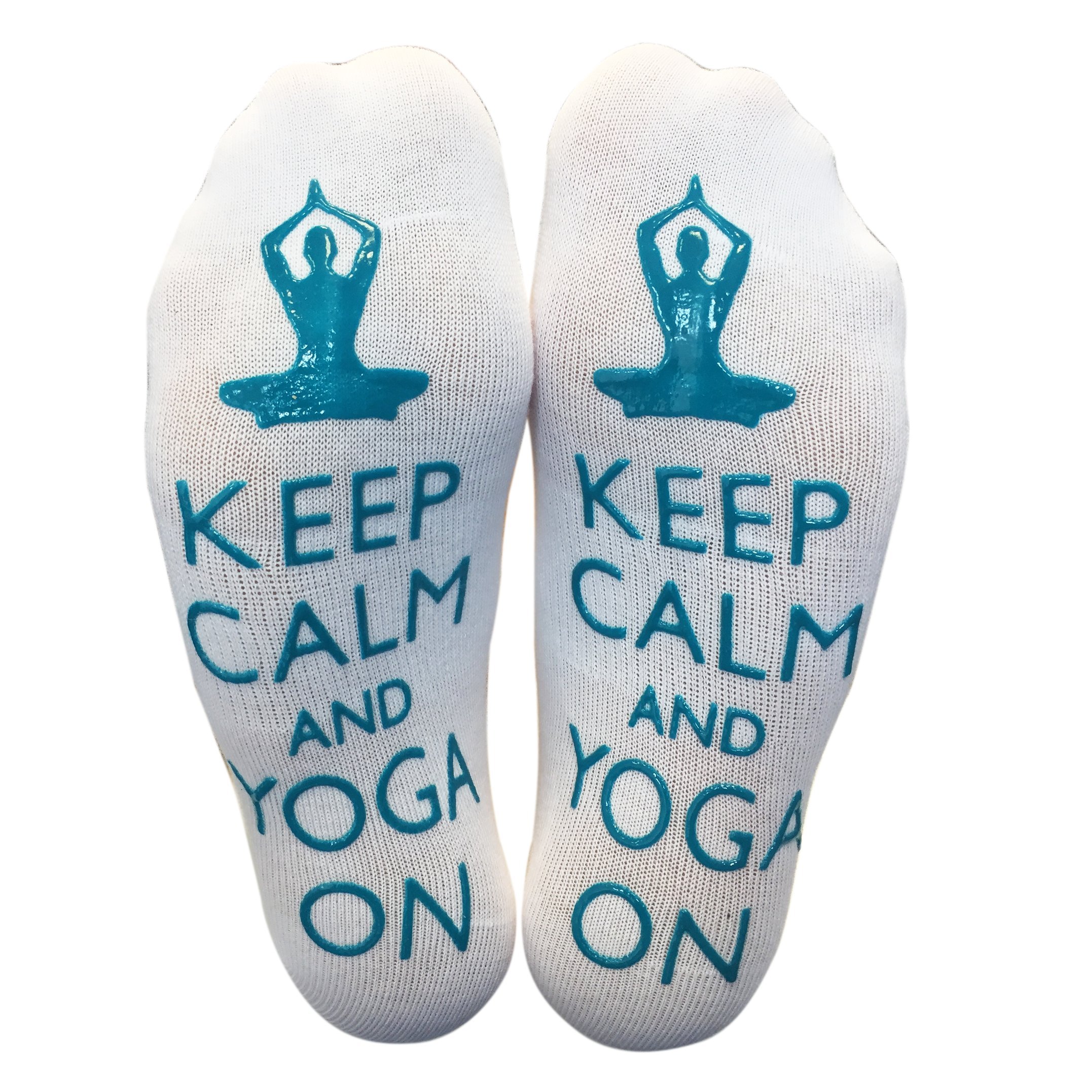 'Keep Calm & Yoga On' Funny Yoga Gift - Ankle Socks With Grip